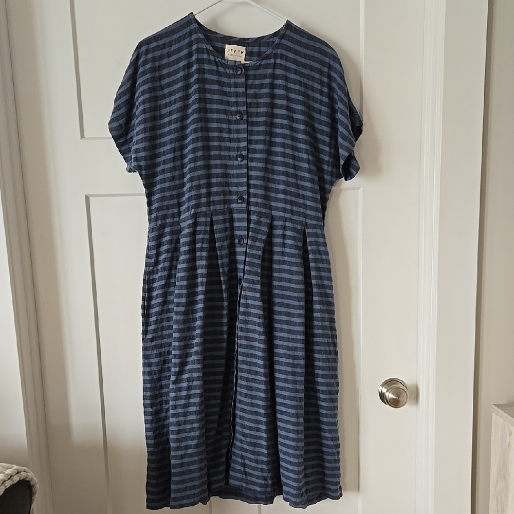 Blue Striped Button-Down Dress